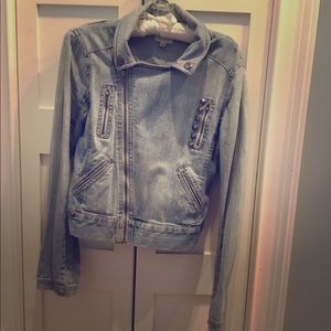 Urban Outfitters Denim asymmetrical  moto jacket
